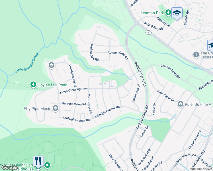 map of restaurants, bars, coffee shops, grocery stores, and more near 14241 Kings Crossing Boulevard in Germantown