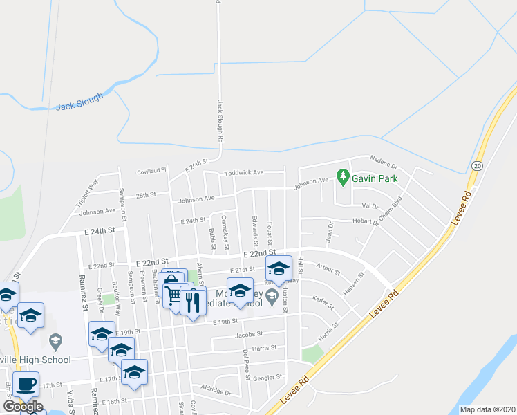 map of restaurants, bars, coffee shops, grocery stores, and more near 2339 Edwards Street in Marysville