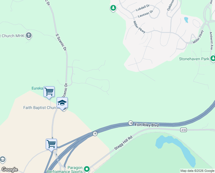 map of restaurants, bars, coffee shops, grocery stores, and more near 4929 Plumthicket Drive in Manhattan