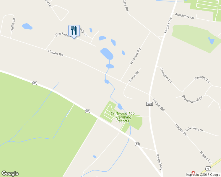 map of restaurants, bars, coffee shops, grocery stores, and more near 311 Hagan Road in Cape May County