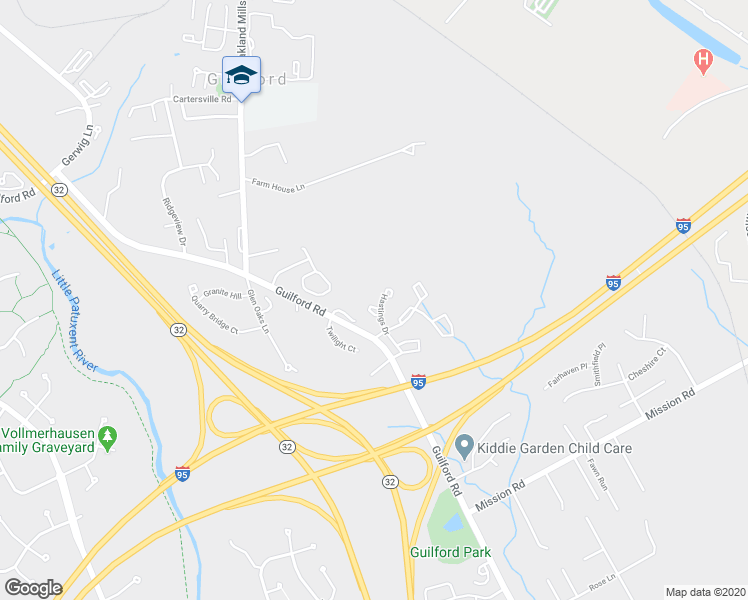 map of restaurants, bars, coffee shops, grocery stores, and more near 9657 Hastings Drive in Columbia