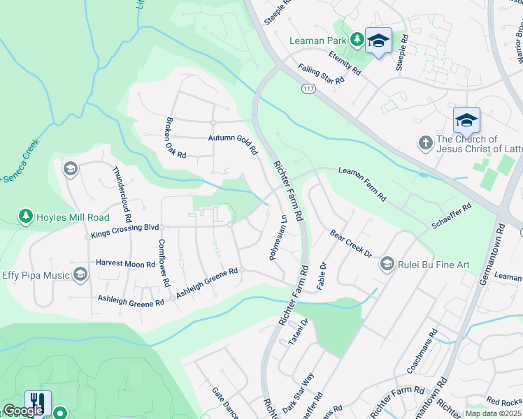 map of restaurants, bars, coffee shops, grocery stores, and more near 14214 Kings Crossing Boulevard in Boyds