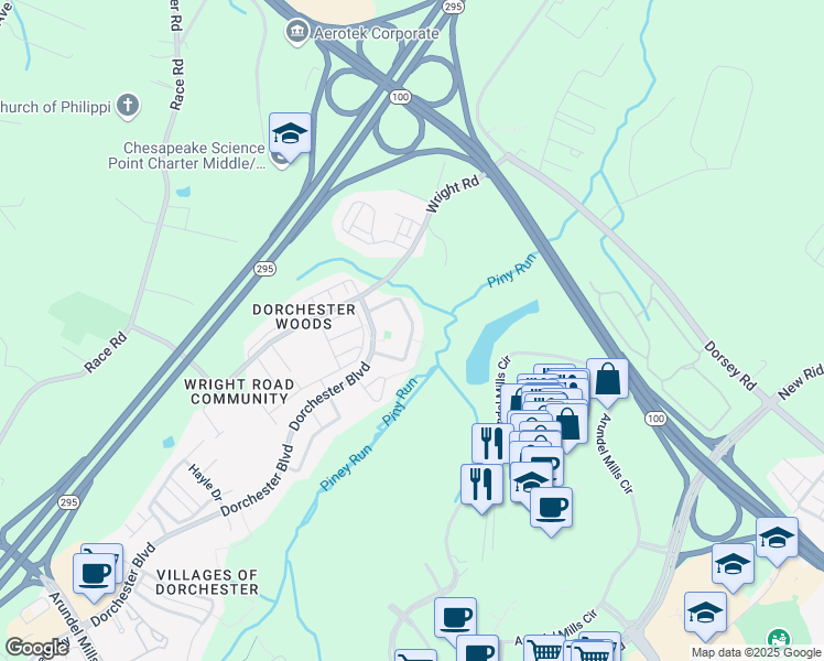 map of restaurants, bars, coffee shops, grocery stores, and more near Pangbourne Way in Hanover