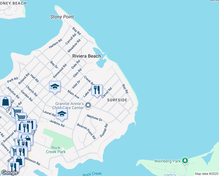 map of restaurants, bars, coffee shops, grocery stores, and more near 244 Carvel Road in Pasadena