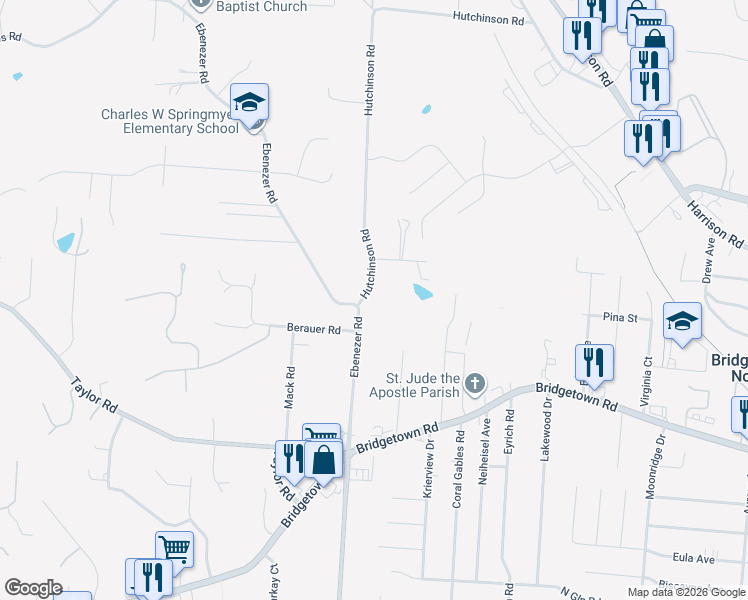 map of restaurants, bars, coffee shops, grocery stores, and more near 3924 Hutchinson Road in Cincinnati