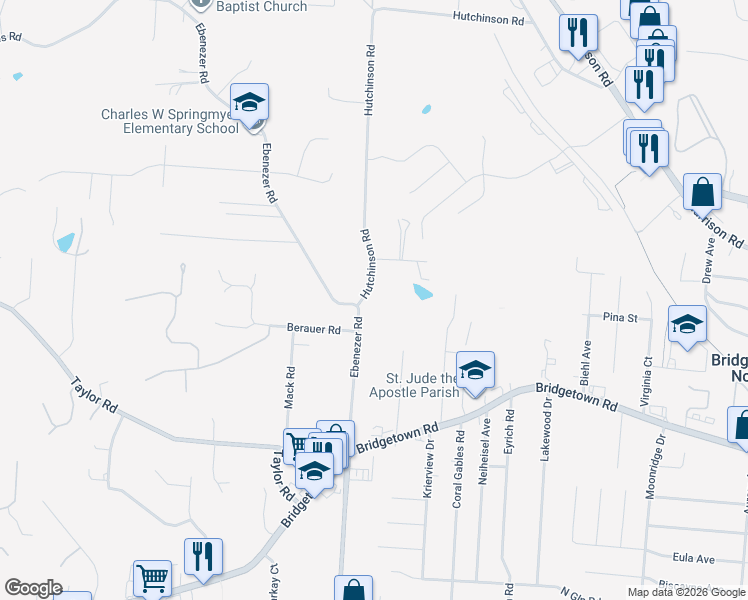 map of restaurants, bars, coffee shops, grocery stores, and more near 3924 Hutchinson Road in Cincinnati