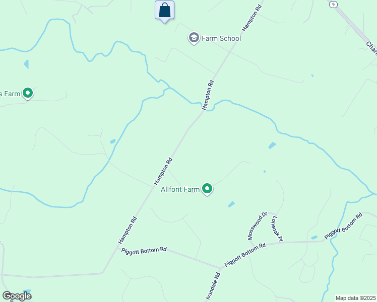 map of restaurants, bars, coffee shops, grocery stores, and more near 16372 Hampton Road in Hamilton