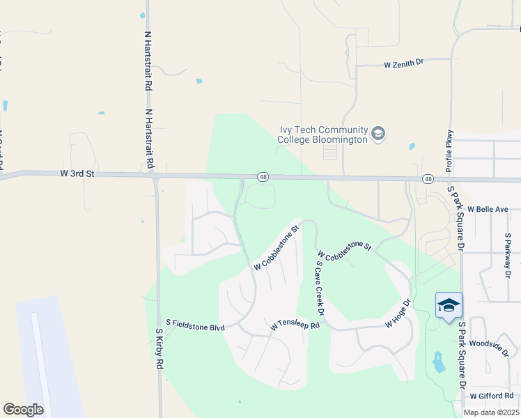 map of restaurants, bars, coffee shops, grocery stores, and more near 5553 West State Road 48 in Bloomington