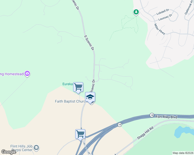 map of restaurants, bars, coffee shops, grocery stores, and more near 820 Fossilridge Drive in Manhattan