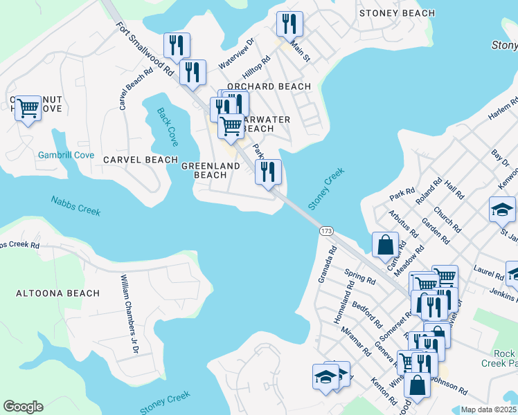 map of restaurants, bars, coffee shops, grocery stores, and more near 424 Greenland Beach Road in Riviera Beach