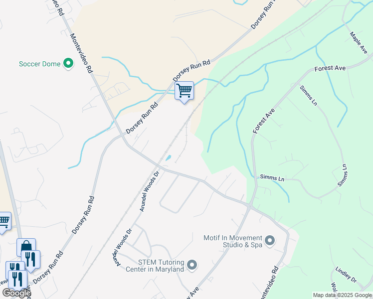 map of restaurants, bars, coffee shops, grocery stores, and more near 2112 Montevideo Road in Jessup