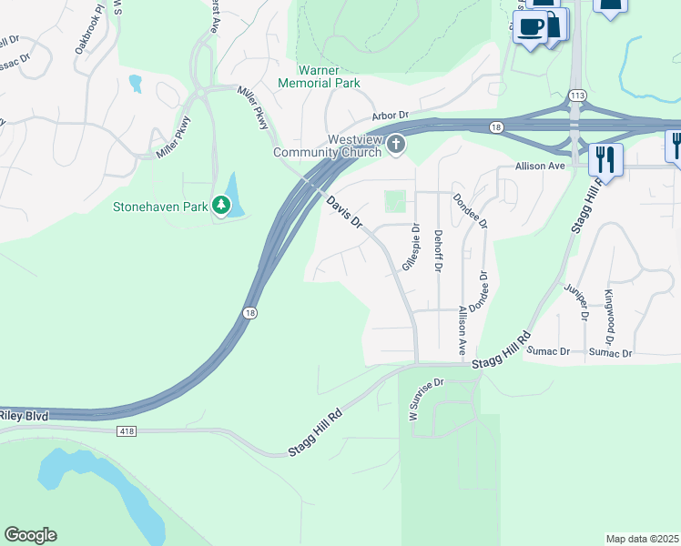 map of restaurants, bars, coffee shops, grocery stores, and more near 1009 Cassidy Drive in Manhattan