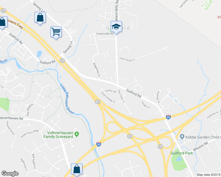 map of restaurants, bars, coffee shops, grocery stores, and more near 9430 Granite Hill in Columbia