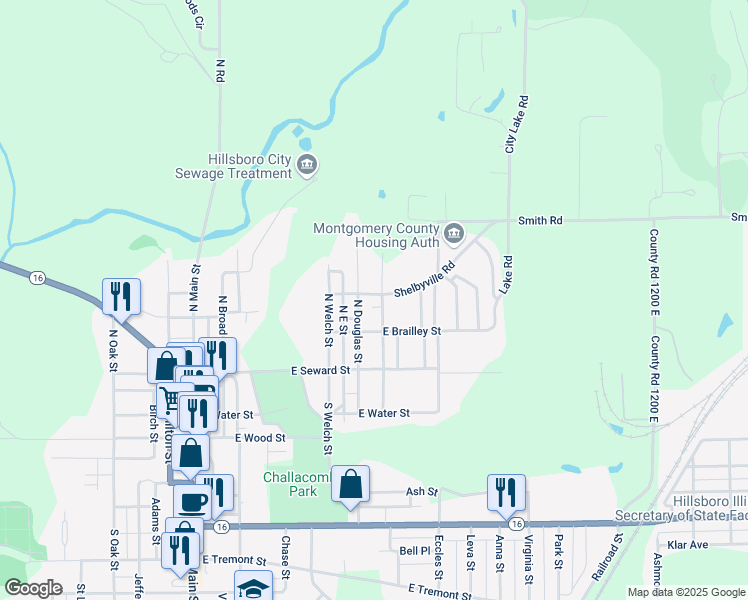 map of restaurants, bars, coffee shops, grocery stores, and more near 818 North Street in Hillsboro
