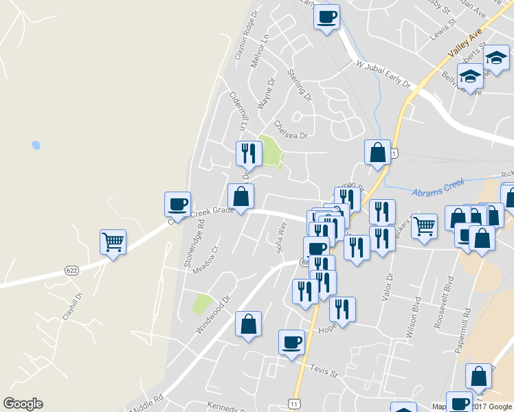 map of restaurants, bars, coffee shops, grocery stores, and more near 689 Hillman Drive in Winchester