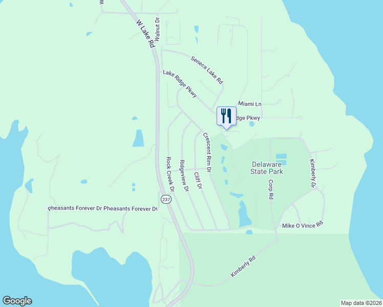 map of restaurants, bars, coffee shops, grocery stores, and more near 6427 Cliff Drive in Ozawkie
