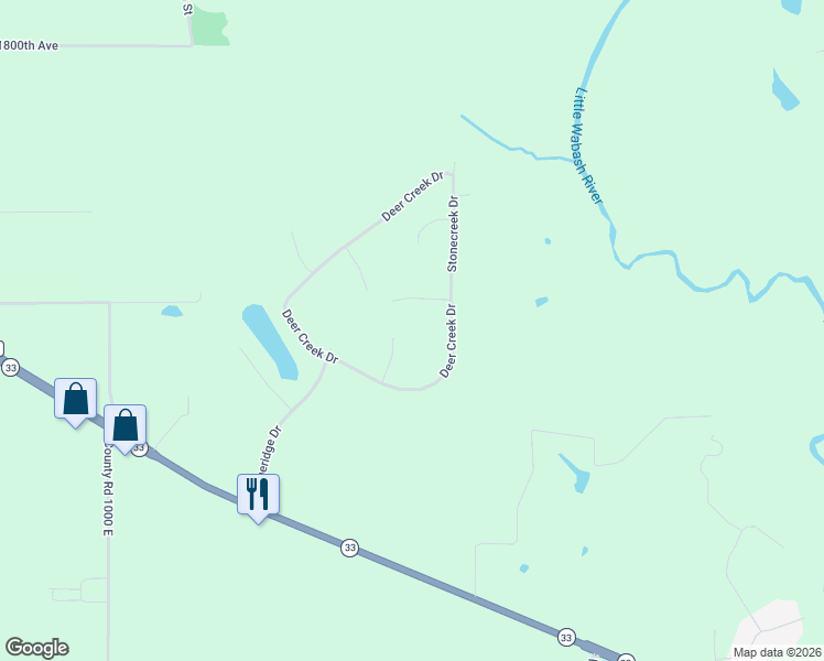 map of restaurants, bars, coffee shops, grocery stores, and more near 17175 Stonecreek Drive in Effingham