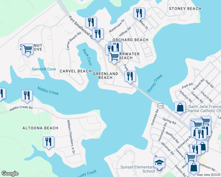 map of restaurants, bars, coffee shops, grocery stores, and more near 312 Greenland Beach Road in Riviera Beach
