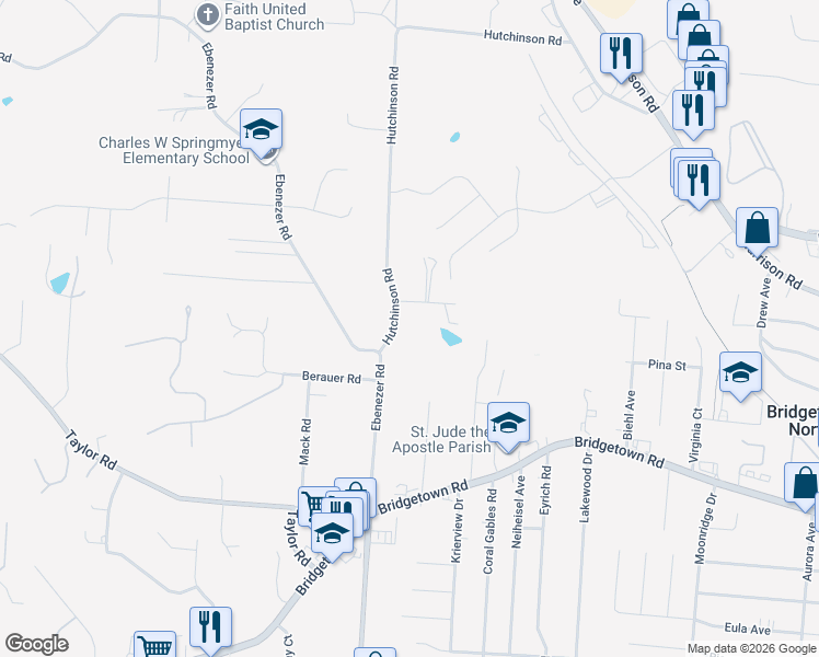 map of restaurants, bars, coffee shops, grocery stores, and more near 3924 Hutchinson Road in Cincinnati
