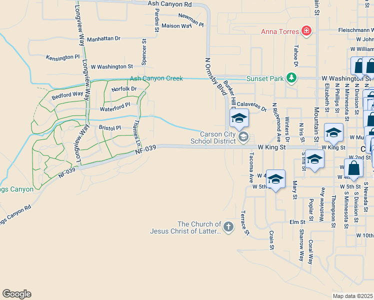 map of restaurants, bars, coffee shops, grocery stores, and more near 1829 Kings Canyon Road in Carson City