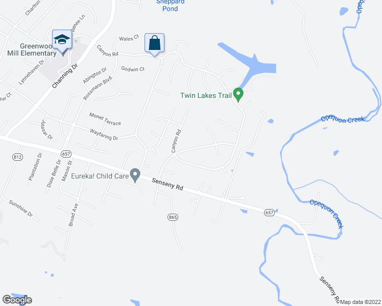 map of restaurants, bars, coffee shops, grocery stores, and more near 208 Senseny Glen Drive in Winchester