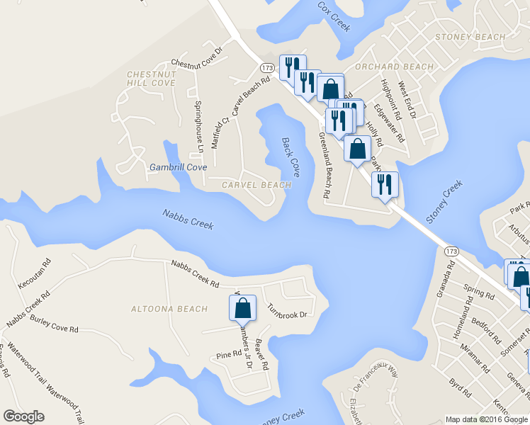 map of restaurants, bars, coffee shops, grocery stores, and more near 426 Carvel Beach Road in Riviera Beach