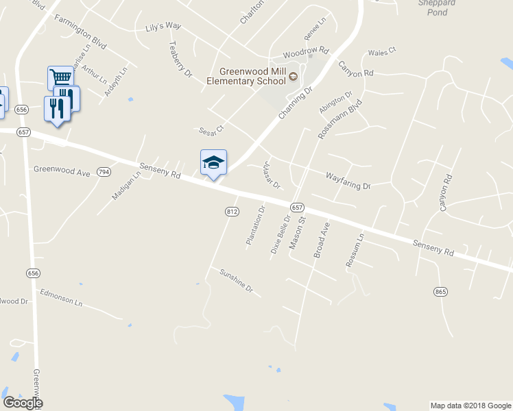 map of restaurants, bars, coffee shops, grocery stores, and more near 2286 Senseny Road in Winchester