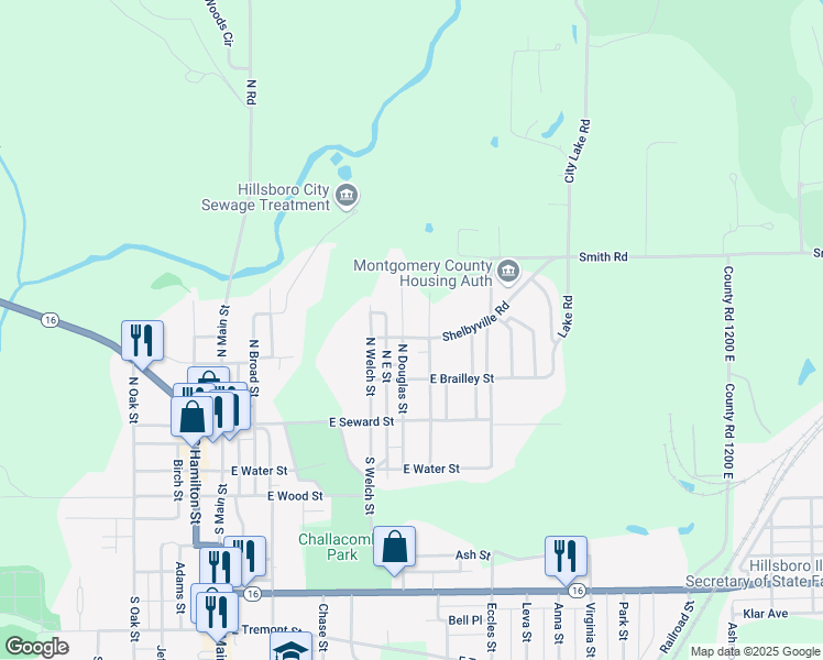 map of restaurants, bars, coffee shops, grocery stores, and more near 818 North Street in Hillsboro