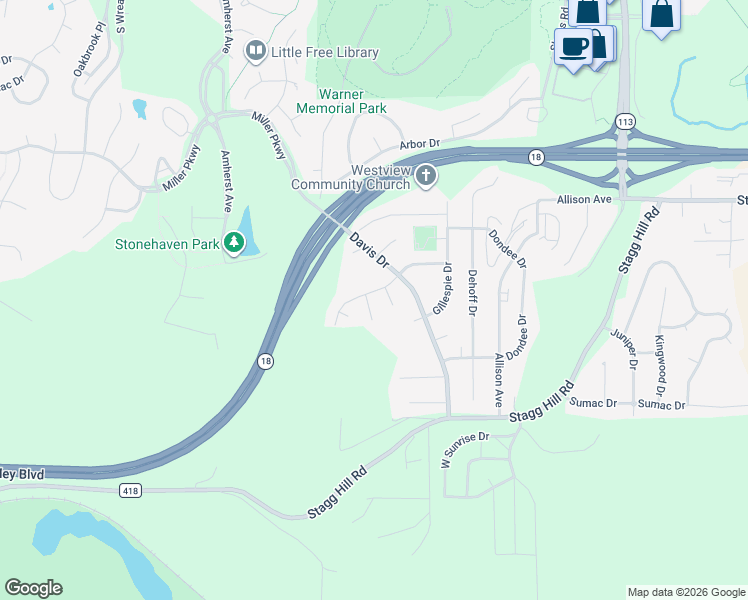 map of restaurants, bars, coffee shops, grocery stores, and more near 1009 Cassidy Drive in Manhattan