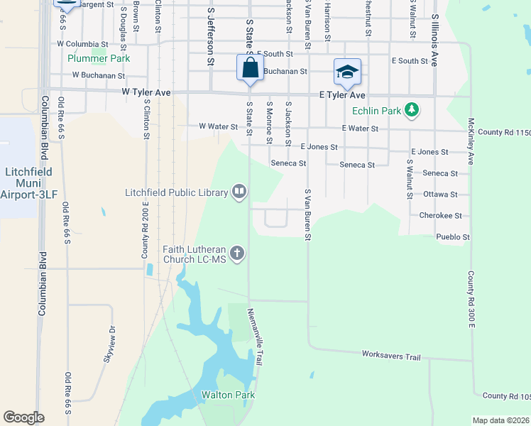 map of restaurants, bars, coffee shops, grocery stores, and more near Ridge Drive in Litchfield