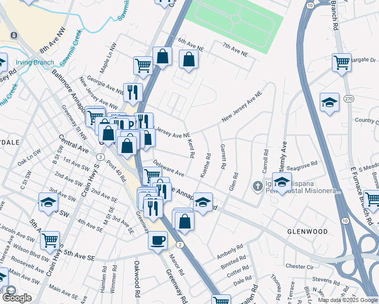 map of restaurants, bars, coffee shops, grocery stores, and more near 101 Independence Avenue Southeast in Washington