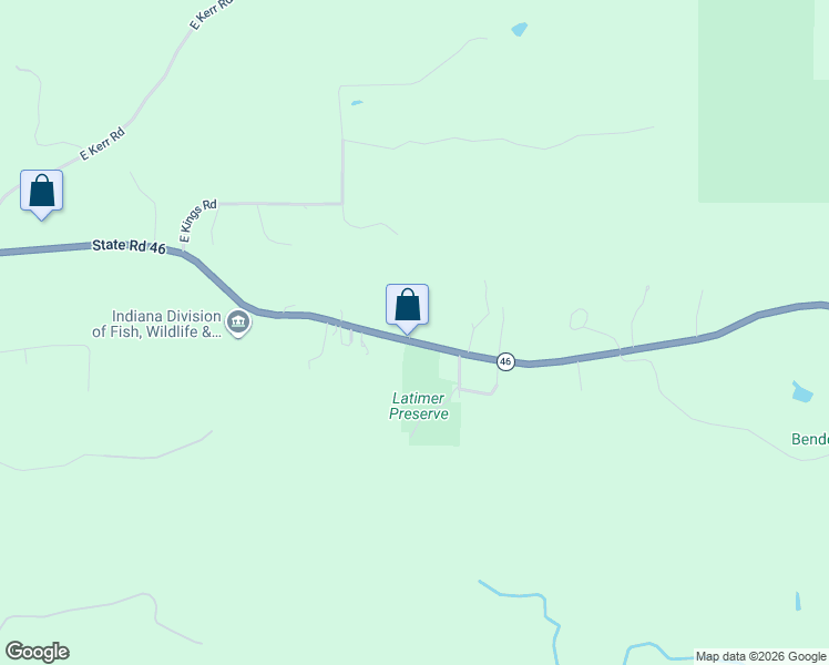 map of restaurants, bars, coffee shops, grocery stores, and more near 5870 State Road 46 in Bloomington