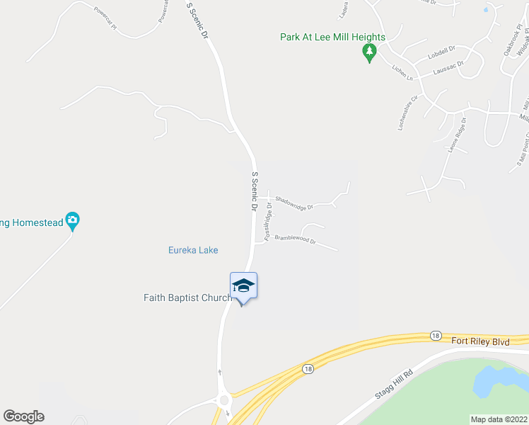 map of restaurants, bars, coffee shops, grocery stores, and more near 808 Fossilridge Drive in Manhattan