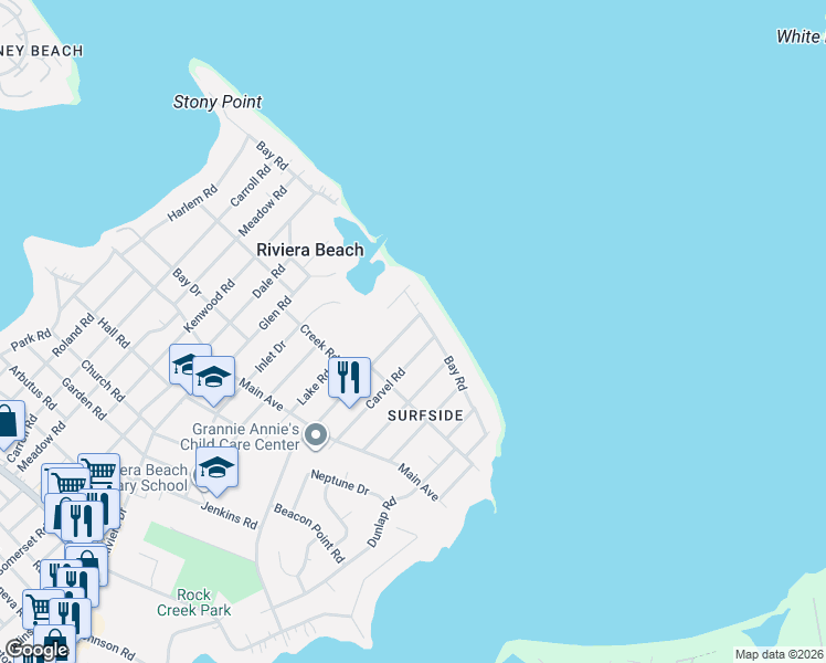 map of restaurants, bars, coffee shops, grocery stores, and more near 259 Arundel Road in Riviera Beach