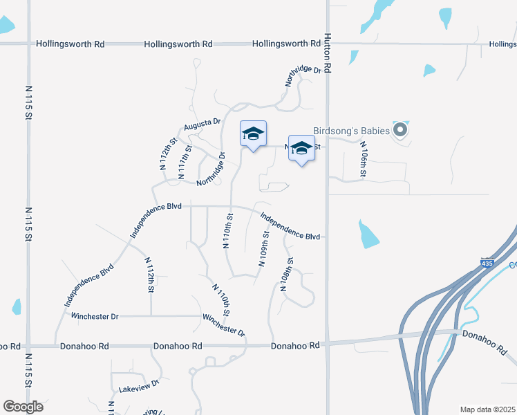 map of restaurants, bars, coffee shops, grocery stores, and more near 4228 North 109 Terrace in Kansas City