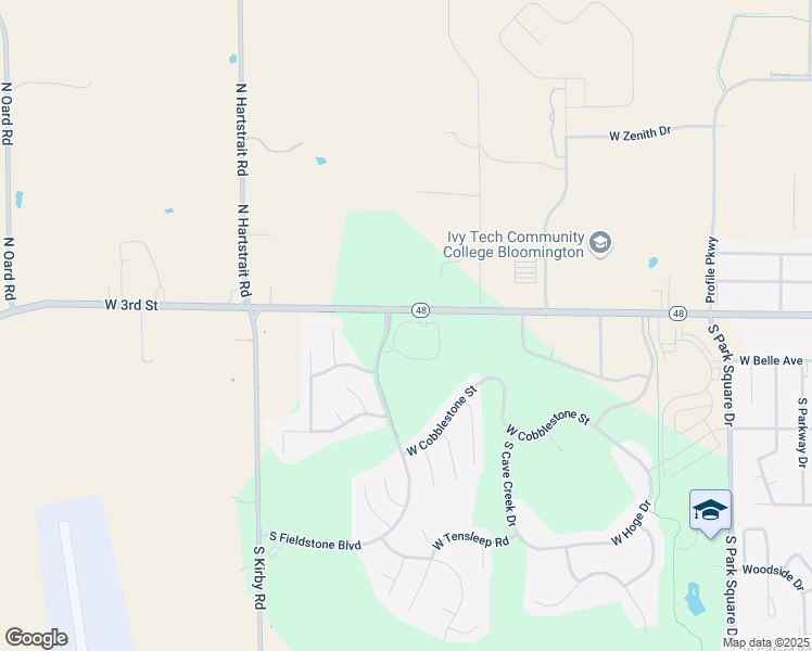 map of restaurants, bars, coffee shops, grocery stores, and more near 5553 West State Road 48 in Bloomington