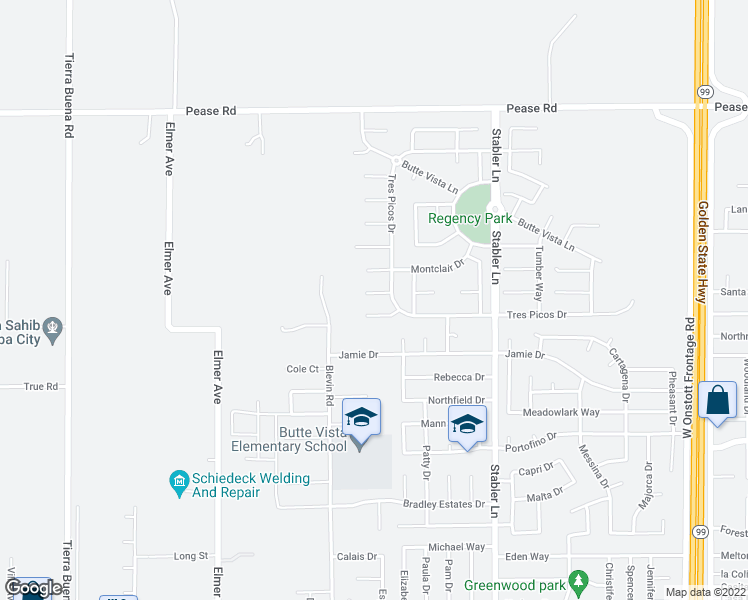 map of restaurants, bars, coffee shops, grocery stores, and more near 1848 Colin Court in Yuba City