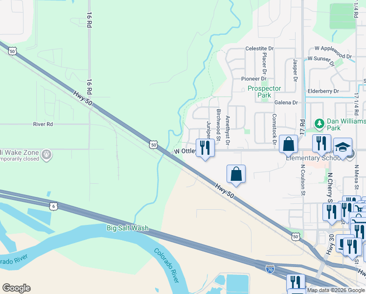 map of restaurants, bars, coffee shops, grocery stores, and more near 420-424 Breeze Drive in Fruita