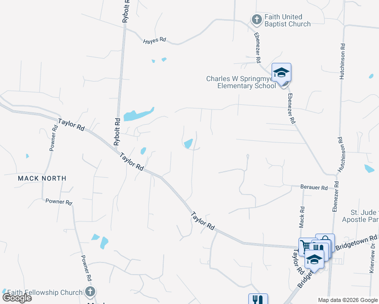 map of restaurants, bars, coffee shops, grocery stores, and more near 3929 Springoak Drive in Cincinnati