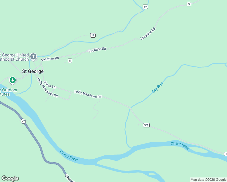 map of restaurants, bars, coffee shops, grocery stores, and more near Holly Meadows Road in Parsons