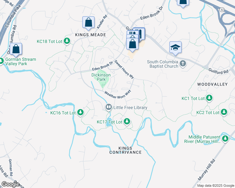 map of restaurants, bars, coffee shops, grocery stores, and more near 7571 Weather Worn Way in Columbia