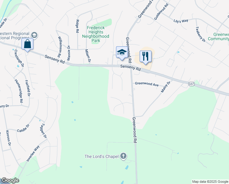 map of restaurants, bars, coffee shops, grocery stores, and more near 117 Steeplechase Lane in Winchester