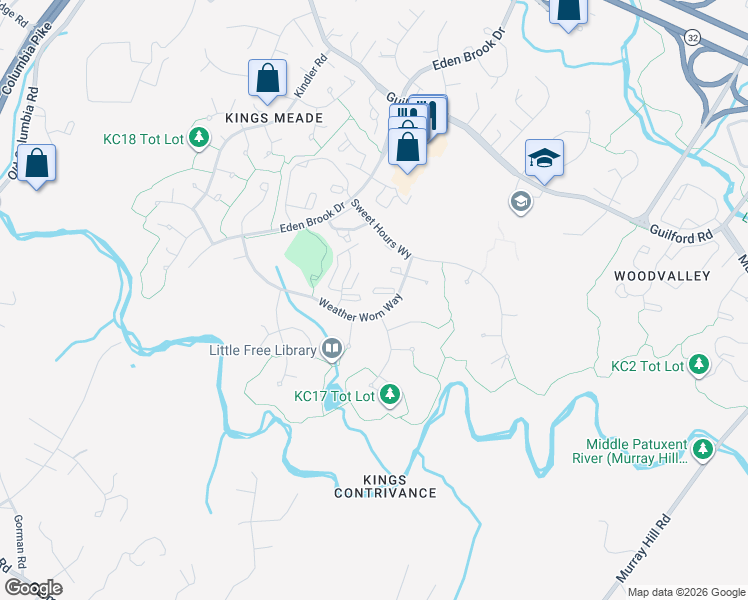 map of restaurants, bars, coffee shops, grocery stores, and more near 7591 Weather Worn Way in Columbia