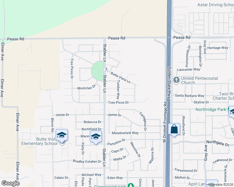 map of restaurants, bars, coffee shops, grocery stores, and more near 1545 Ravi Court in Yuba City
