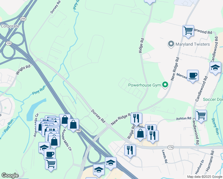 map of restaurants, bars, coffee shops, grocery stores, and more near in Howard County