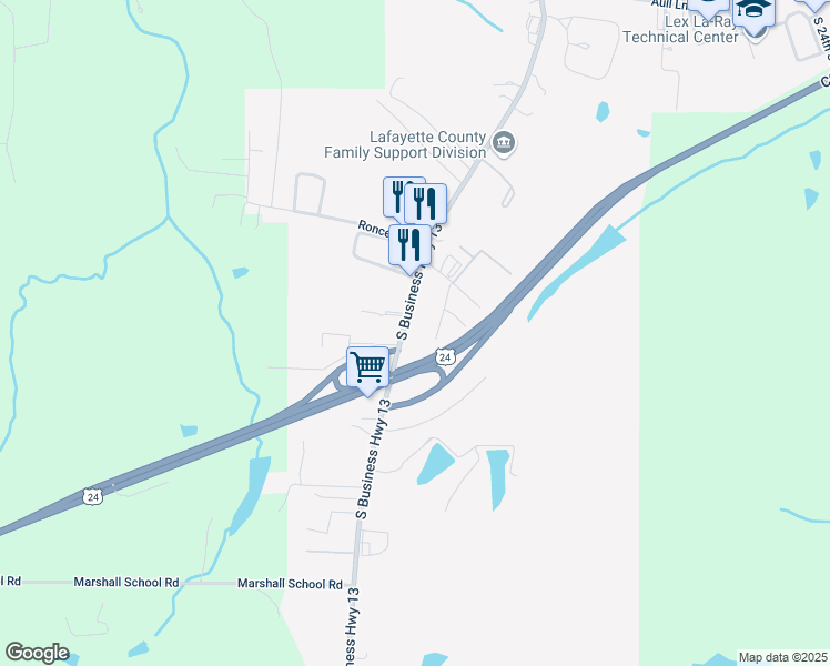 map of restaurants, bars, coffee shops, grocery stores, and more near 918 South Business Highway 13 in Lexington