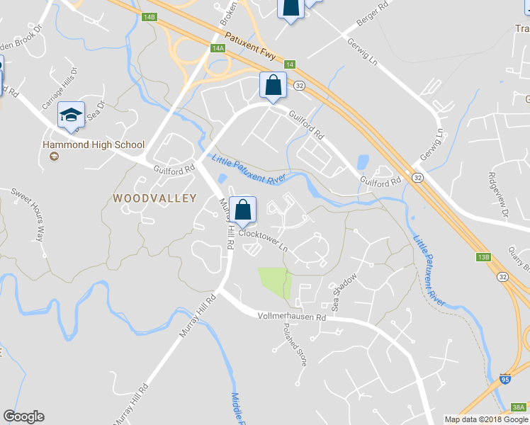 map of restaurants, bars, coffee shops, grocery stores, and more near 9833 Rainleaf Ct in Columbia