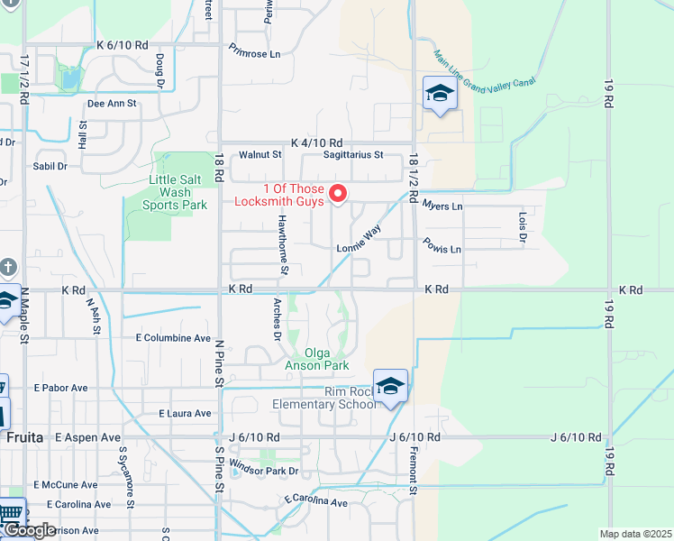 map of restaurants, bars, coffee shops, grocery stores, and more near 412 Virgo Way in Fruita
