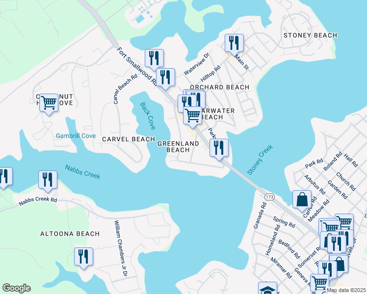 map of restaurants, bars, coffee shops, grocery stores, and more near 207 Greenland Beach Road in Riviera Beach