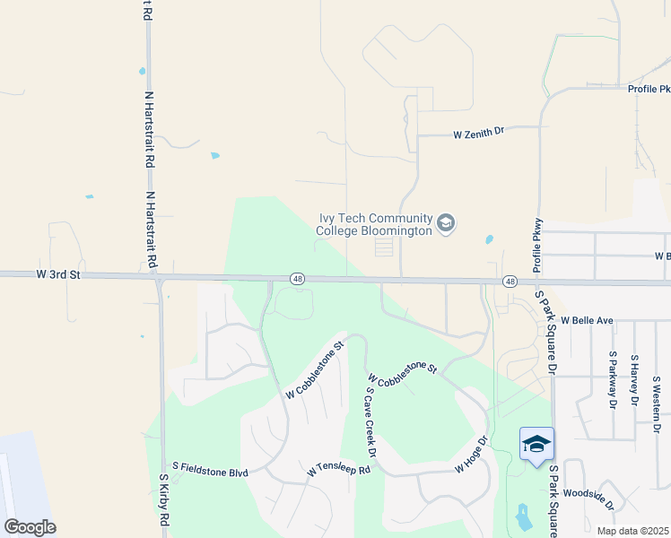 map of restaurants, bars, coffee shops, grocery stores, and more near 5300-5320 West 3rd Street in Bloomington